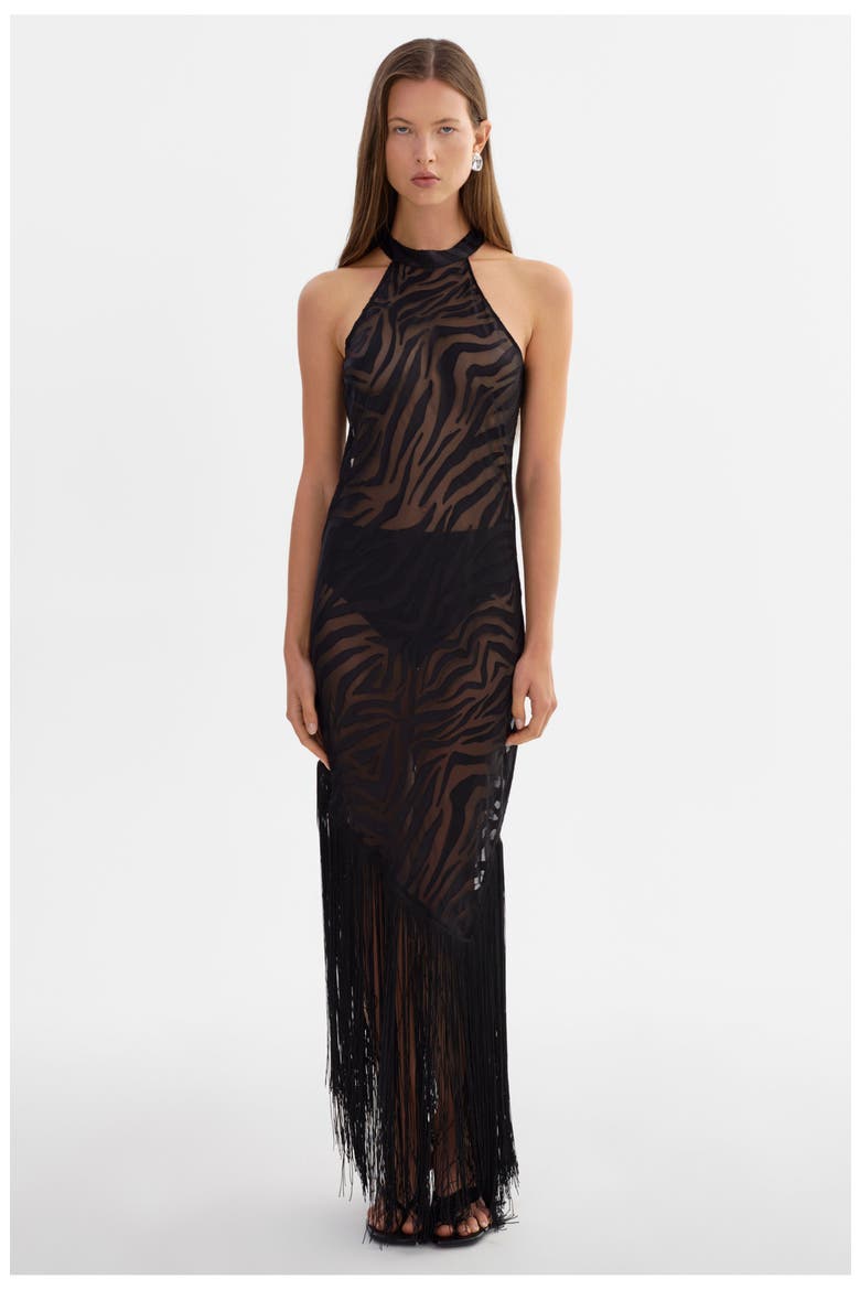 Jennine | Zebra Sheer Dress, Main, color, BKZB