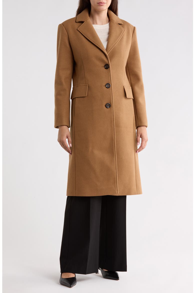 Single Breasted Long Coat, Main, color, DK CAMEL
