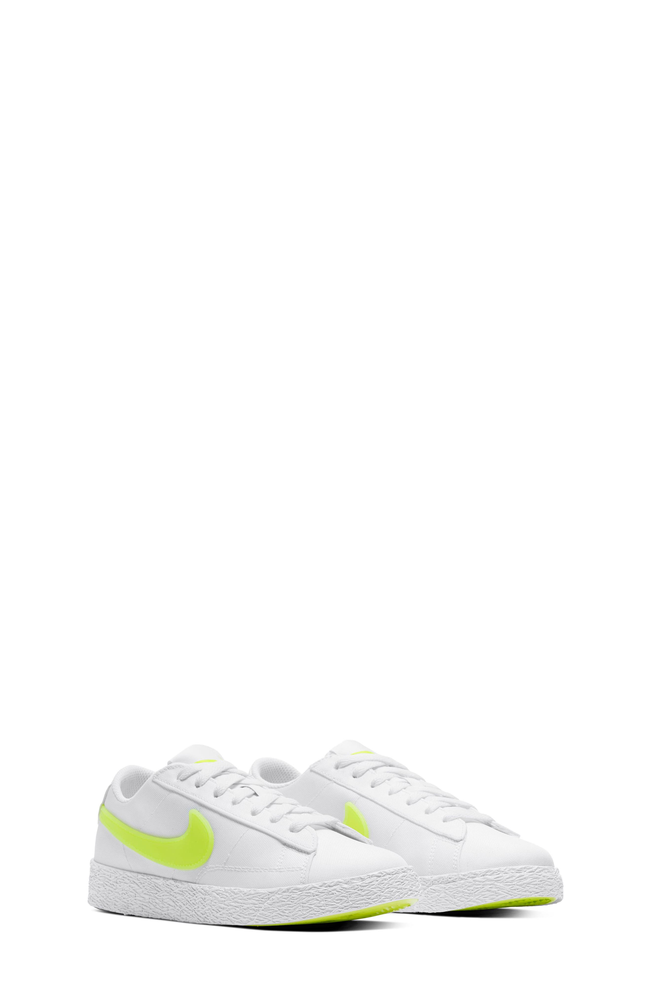 Blazer Low Pop Sneaker, Main, color, WHITE/ VOLT