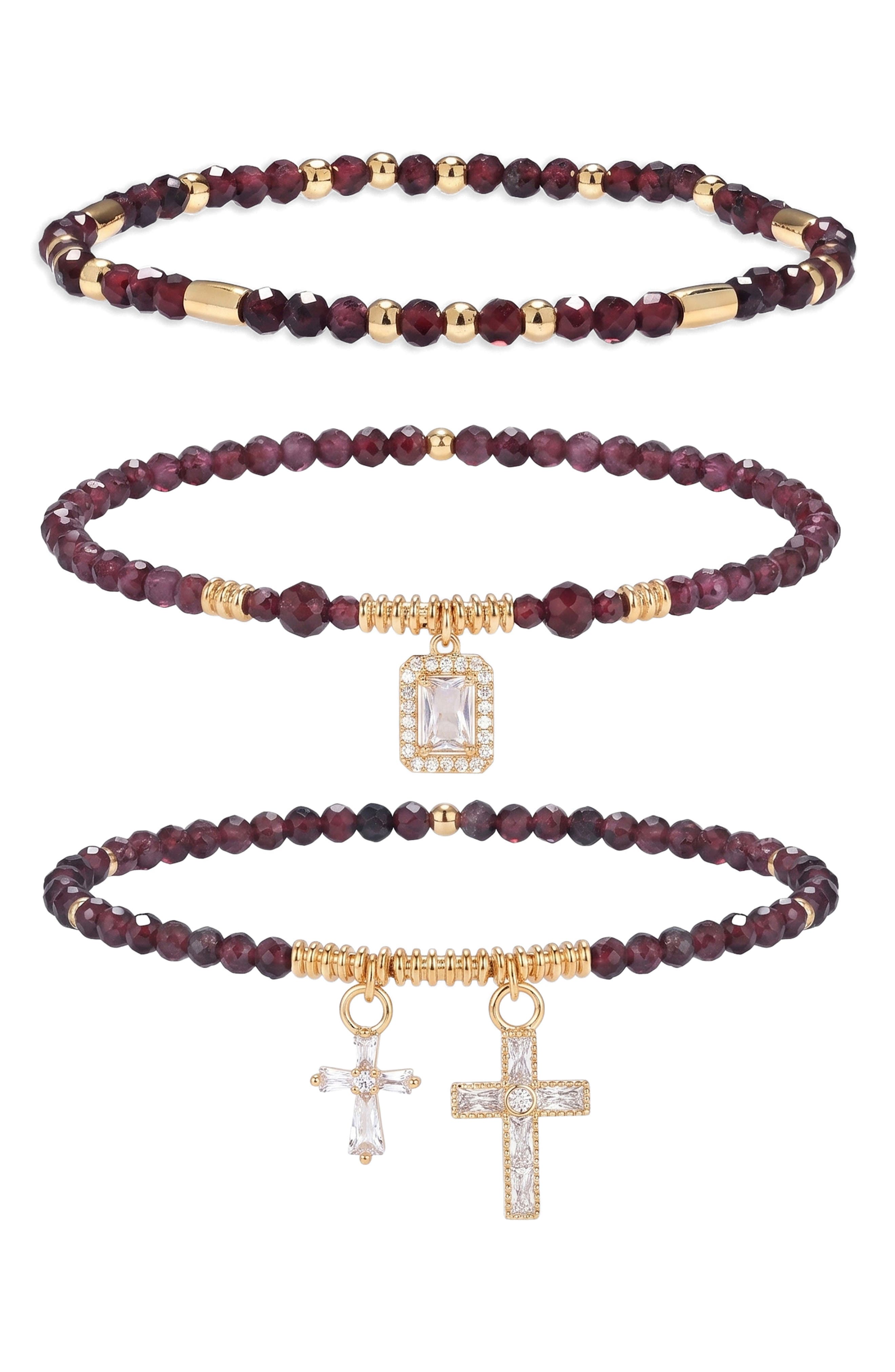 Genevieve Set of 3 Beaded Stretch Bracelets