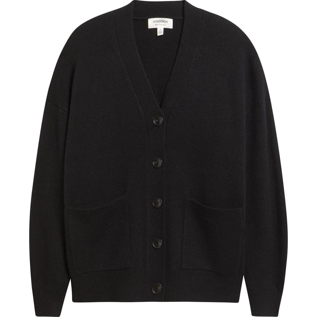 Nordstrom V-neck Wool & Cashmere Cardigan In Black