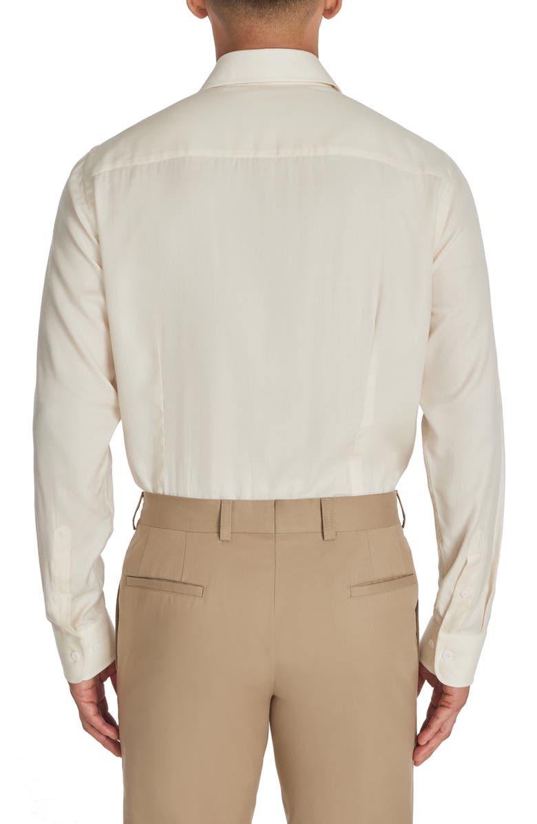 Jack Victor Bellamy Herringbone Cotton Blend Sport Shirt, Alternate, color, Ecru