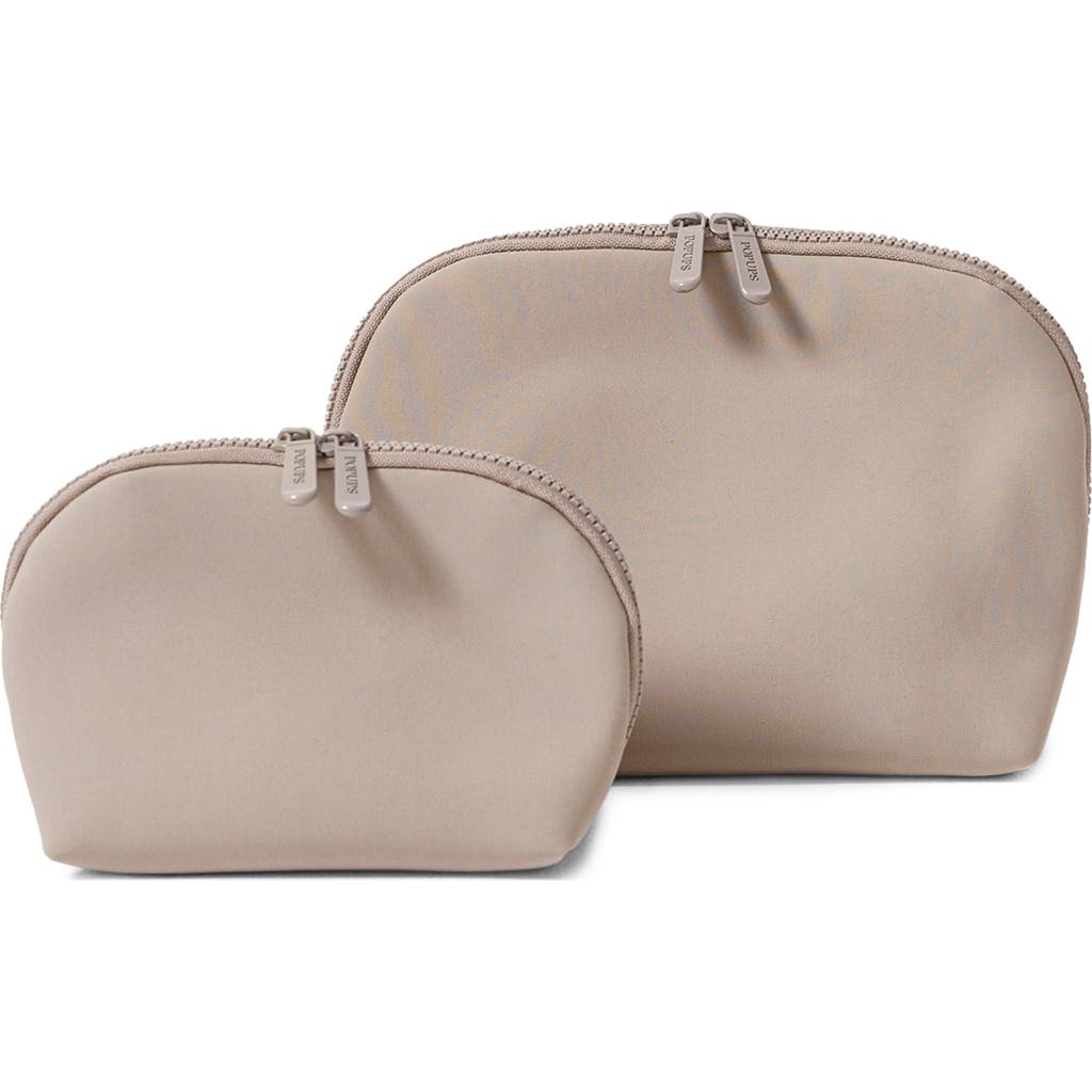 Pop Ups Brand 2-piece Neoprene Makeup Pouch Set In Brown