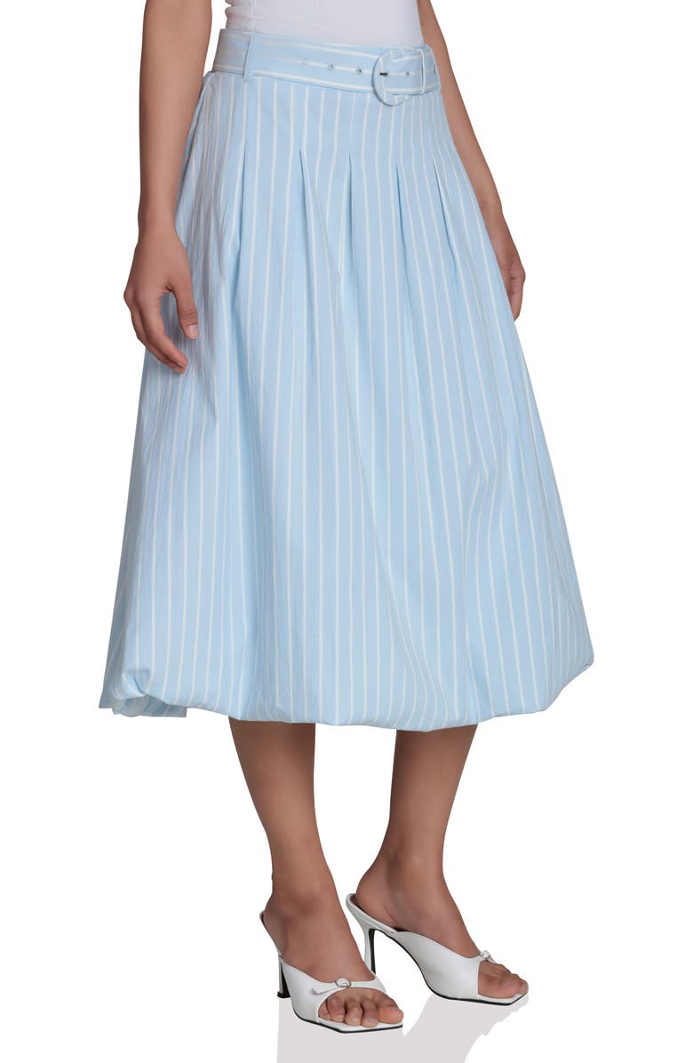 Bagatelle Belted Bubble Hem A-Line Skirt, Alternate, color, Blue White Stripe