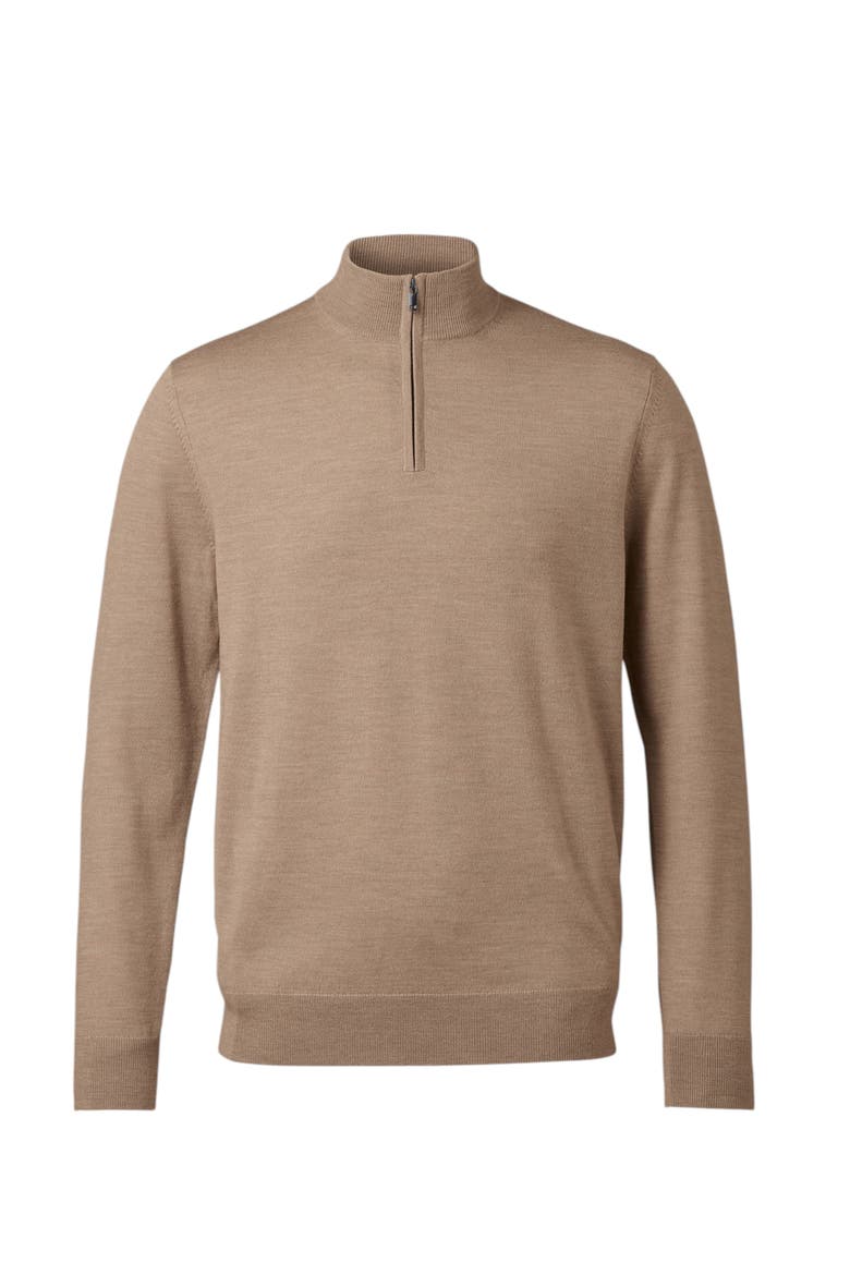 Merino Zip Neck Long Sleeve Sweater, Alternate, color, Camel