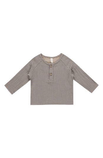 Quincy Mae Kids' Zion Organic Cotton Henley T-shirt In Gray