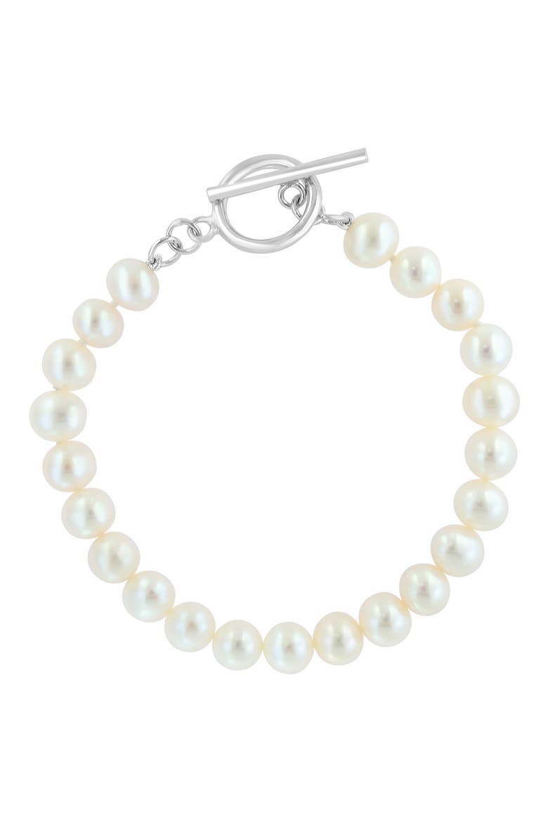 Sterling Silver Freshwater Pearl Bracelet, Main, color, WHITE