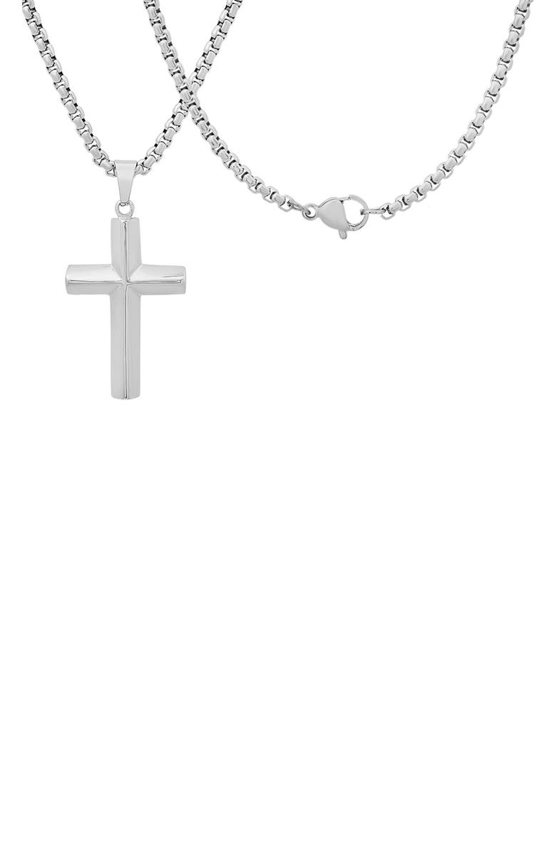 HMY JEWELRY Stainless Steel Cross Pendant Necklace, Alternate, color, Silver