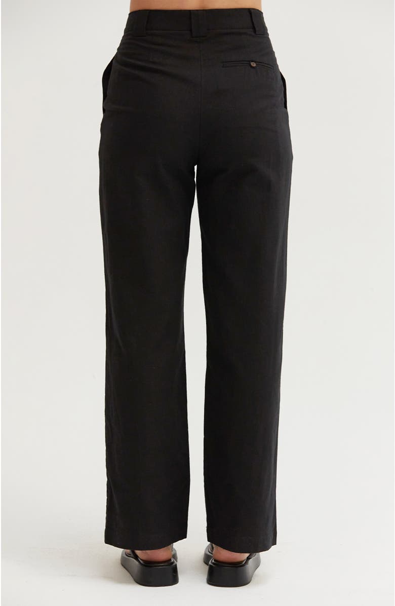 CRESCENT Straight Leg Linen Trousers, Alternate, color, Black