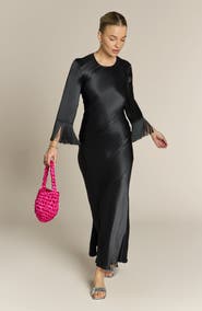 Rewritten Dolly Black Fringe Sleeve Dress