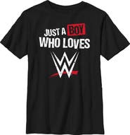 WWE Boy's WWE Boy Who Loves Wrestling Distressed  Graphic T-Shirt