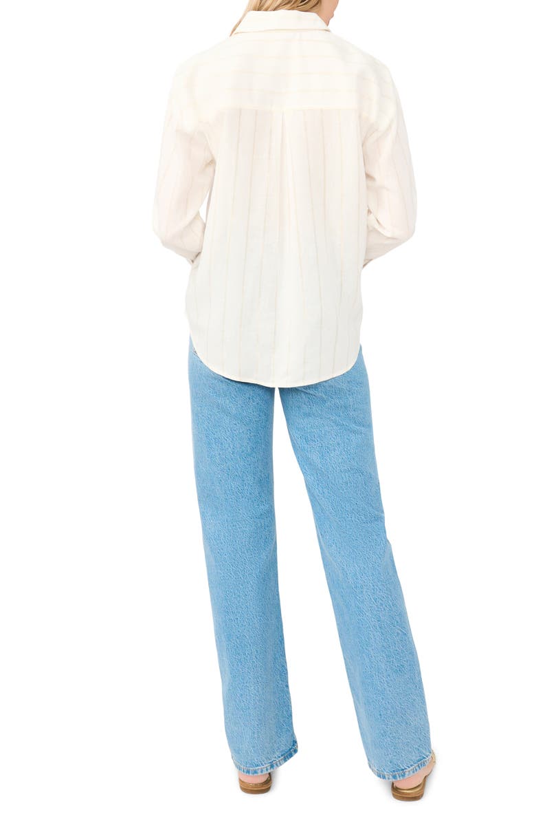 Vince Camuto Stripe High-Low Button-Up Shirt, Alternate, color, New Ivory