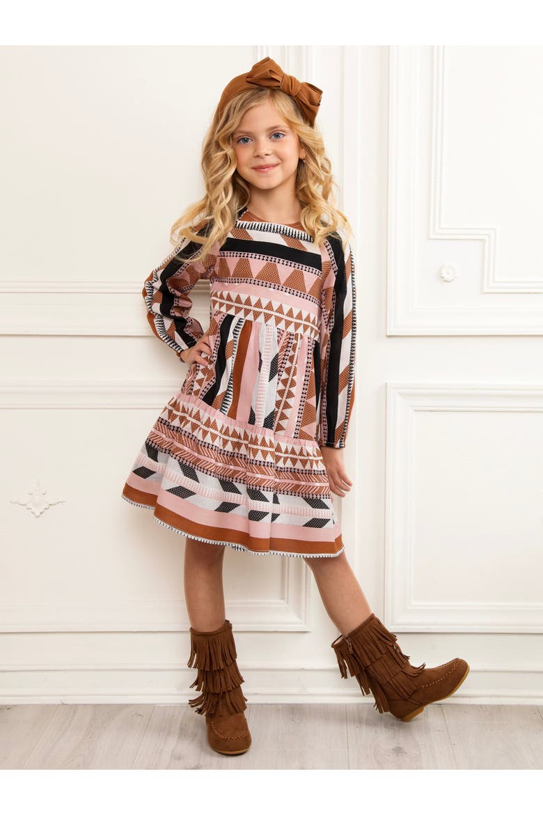 Chic Boho Long Sleeve Fall Dress, Alternate, color, Brown