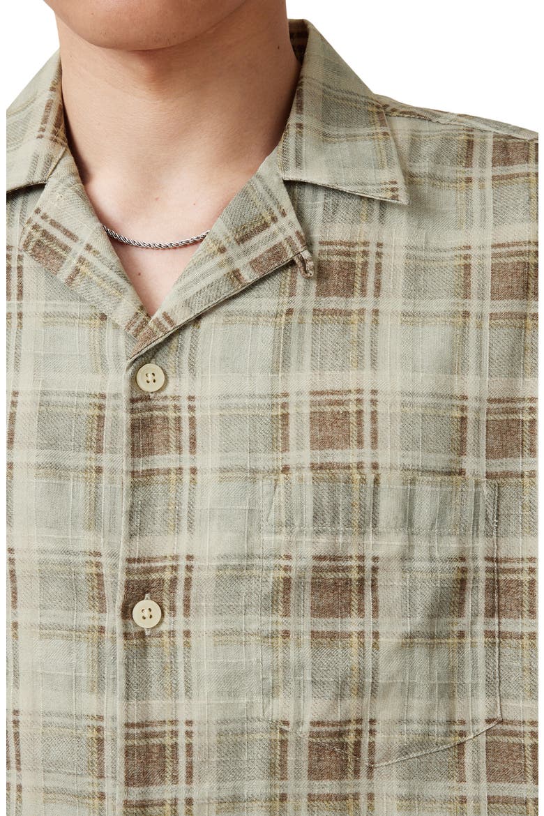 Seattle Check Short Sleeve Camp Shirt, Alternate, color, LIGHT ASH GREEN