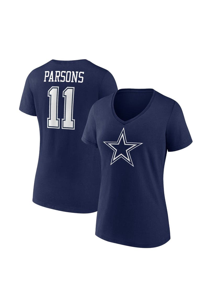 Women's Fanatics Branded Micah Parsons  Navy Dallas Cowboys Player Icon Name & Number V-Neck T-Shirt, Main, color, Navy