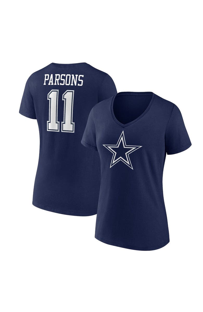 FANATICS Women's Fanatics Branded Micah Parsons  Navy Dallas Cowboys Player Icon Name & Number V-Neck T-Shirt, Main, color, 