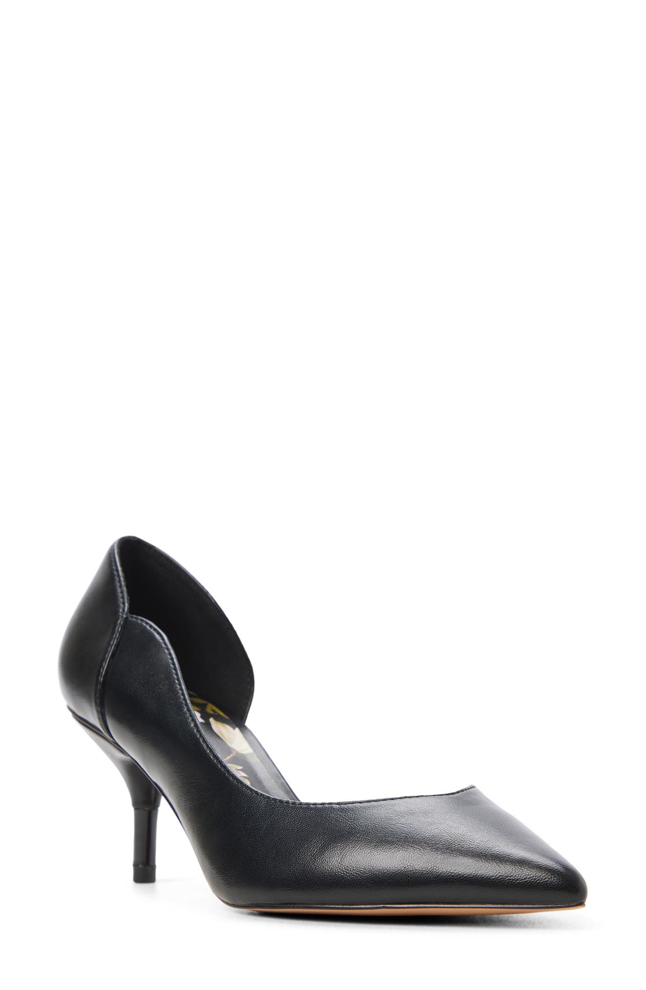 Callie Pointed Toe Faux Leather Pump, Main, color, SMOOTH BLACK