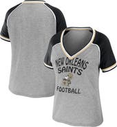 WEAR by Erin Andrews Women's WEAR by Erin Andrews Heather Gray New Orleans Saints Throwback Raglan V-Neck T-Shirt