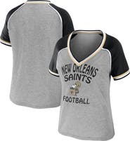 WEAR by Erin Andrews Women's WEAR by Erin Andrews Heather Gray New Orleans Saints Throwback Raglan V-Neck T-Shirt