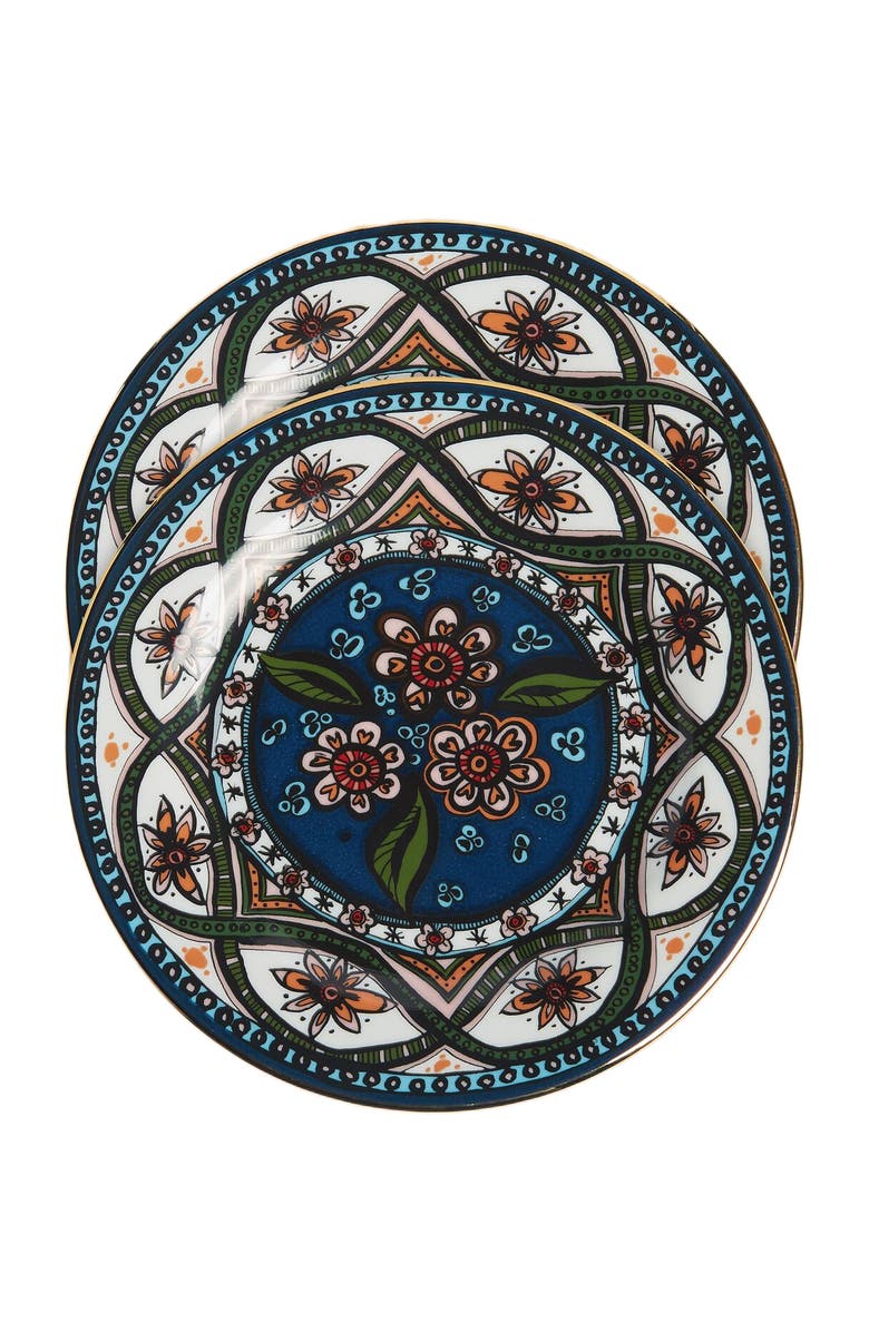 La DoubleJ Dessert Plates Set Of 2 Sacred Circle Midnight, Alternate, color, Sacred Circle Midnight