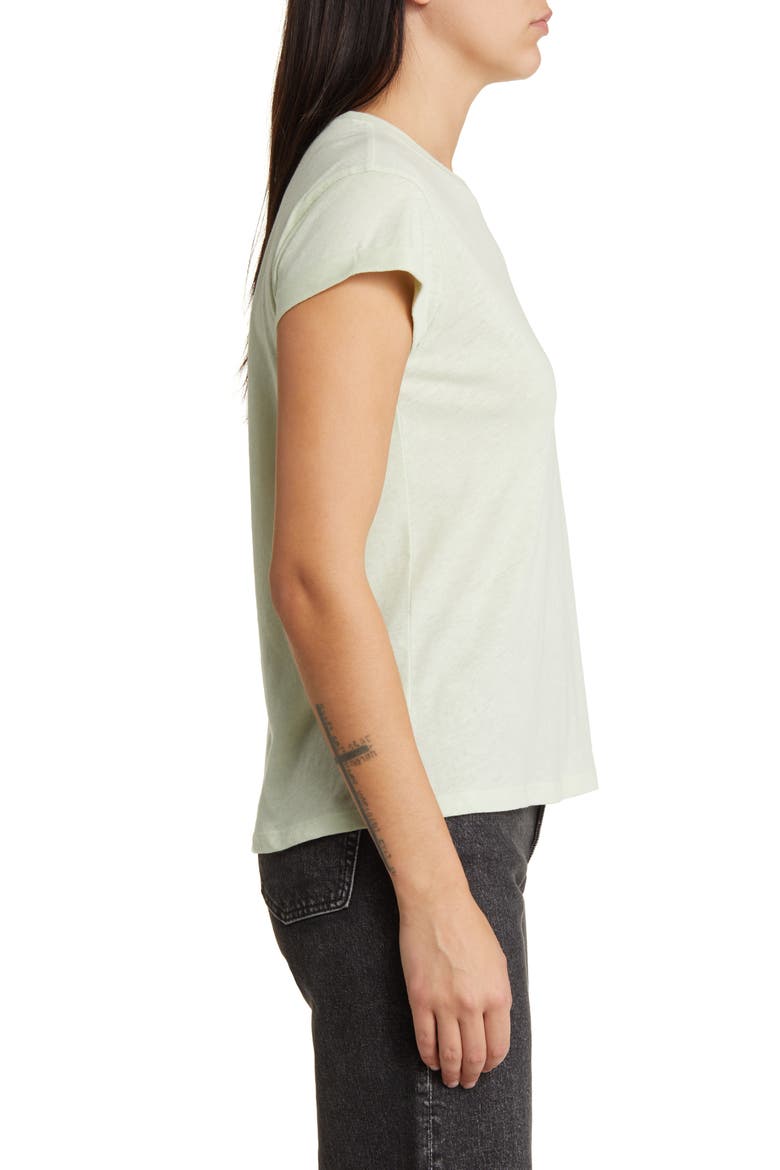 Anna Cuff Sleeve Cotton T-Shirt, Alternate, color, PISTACHIO GREEN
