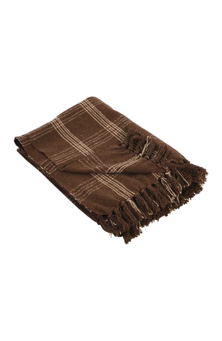 Storied Home Throw Blanket with Fringe, Main, color, Brown