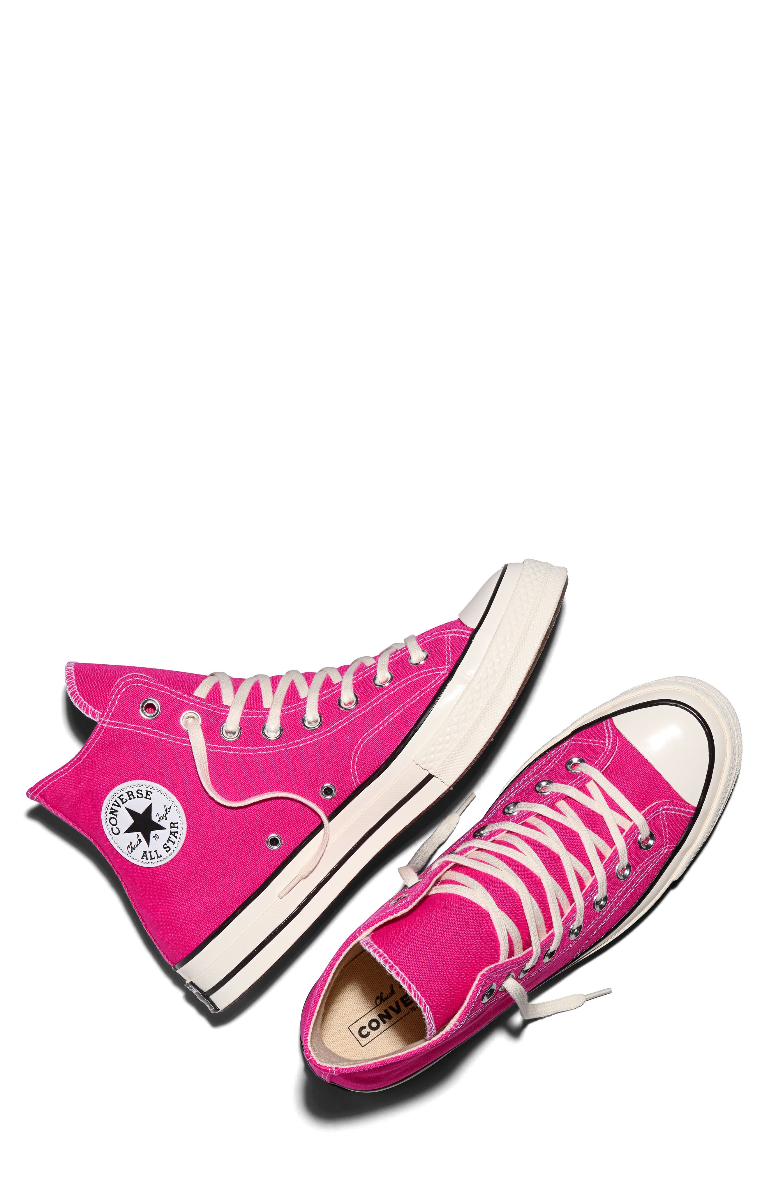 Chuck 70 High Top Sneaker, Alternate, color, ROUGH RASPBERRY/ EGRET/ BLACK
