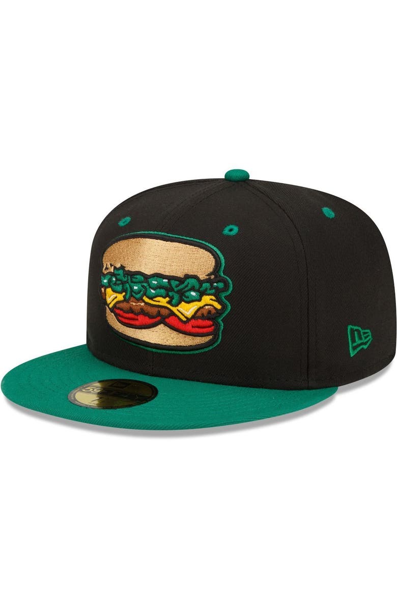 New Era Men's New Era Black Albuquerque Isotopes Green Chile Cheeseburgers Theme Night 59FIFTY Fitted Hat, Main, color, Black