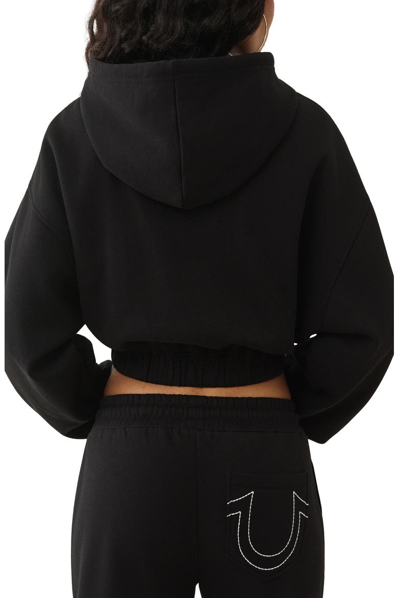 Embellished Logo Crop Hoodie, Alternate, color, JET BLACK