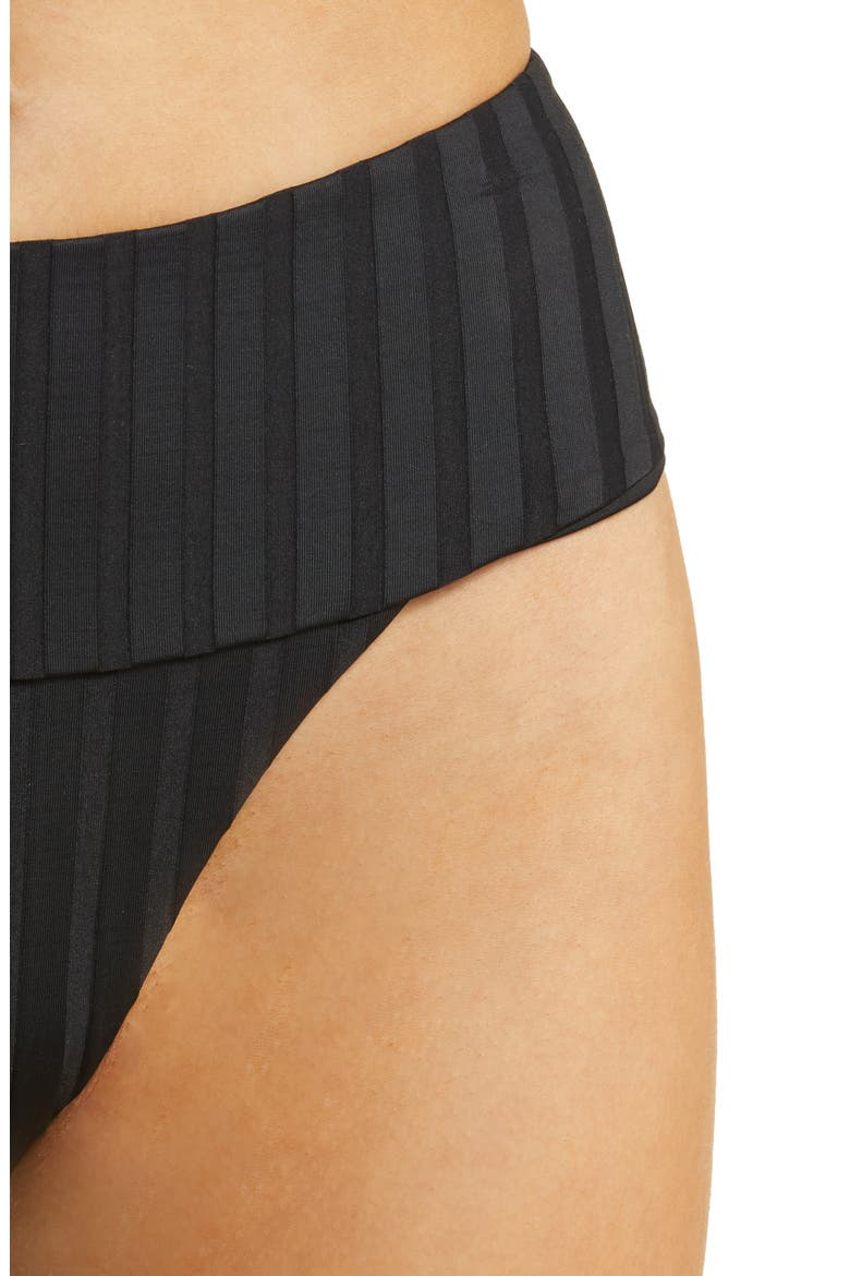 Emmi High Waist Rib Bikini Bottoms, Alternate, color, BLACK SUPER RIB