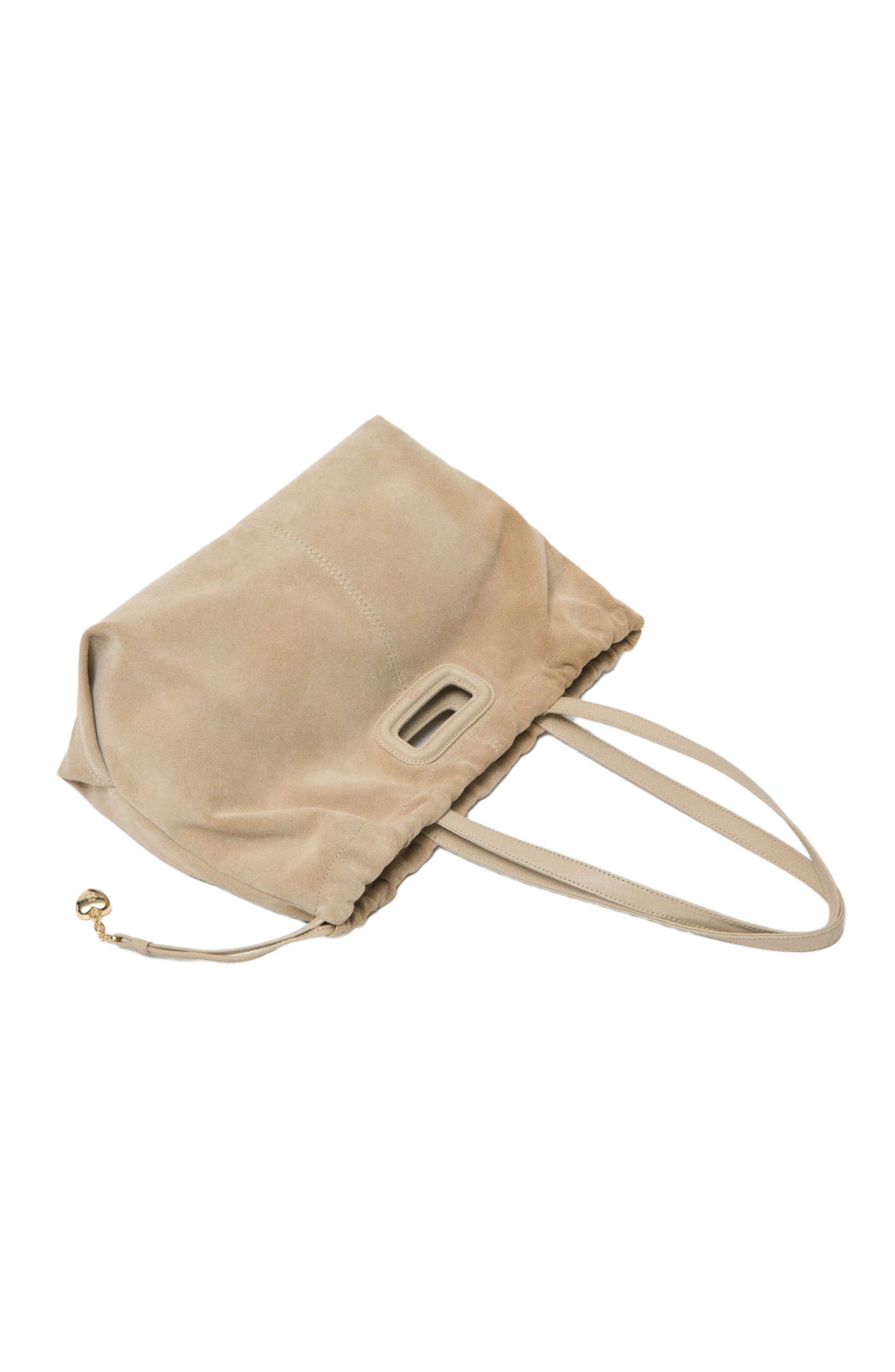 maje Suede Milpli tote bag, Alternate, color, Cappucino