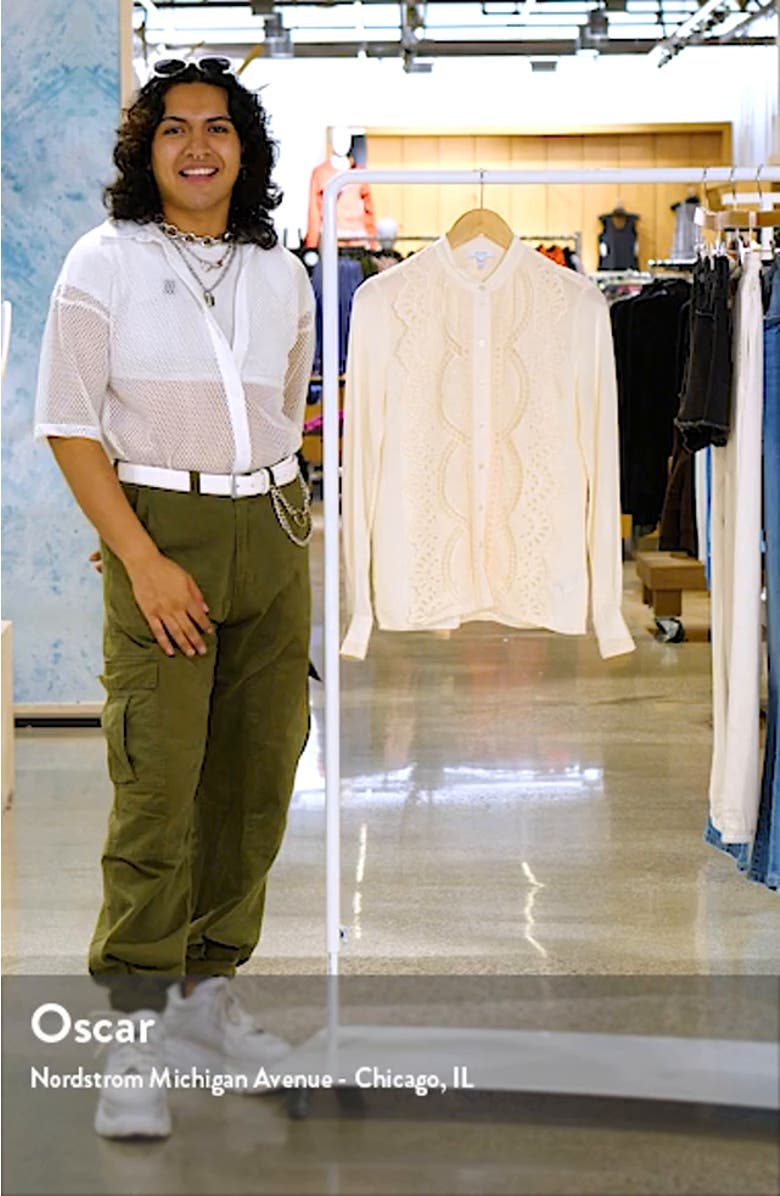 Karina Lace Placket Button-Up Blouse, sales video thumbnail