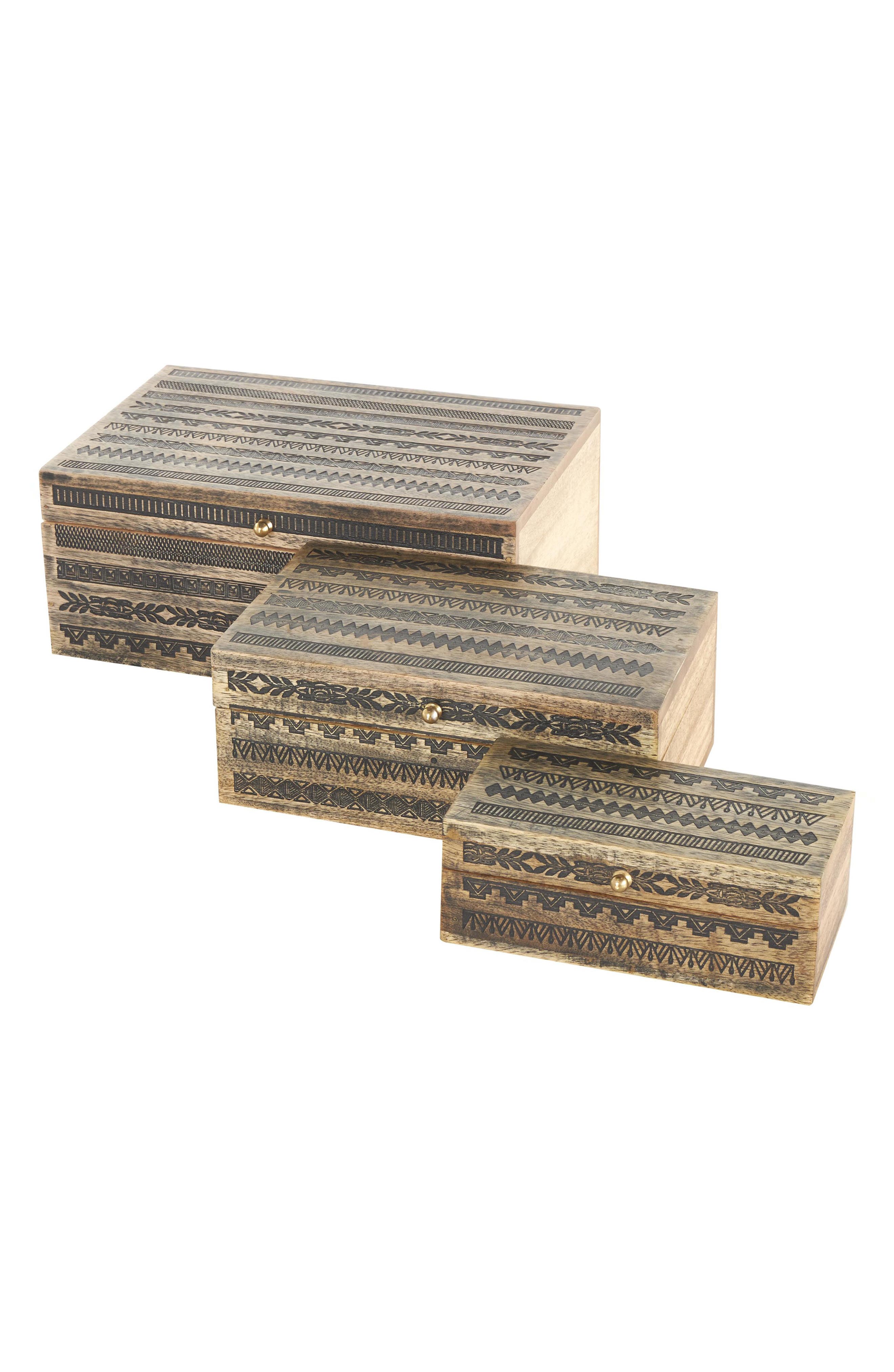 Mango Wood Set of 3 Decorative Boxes