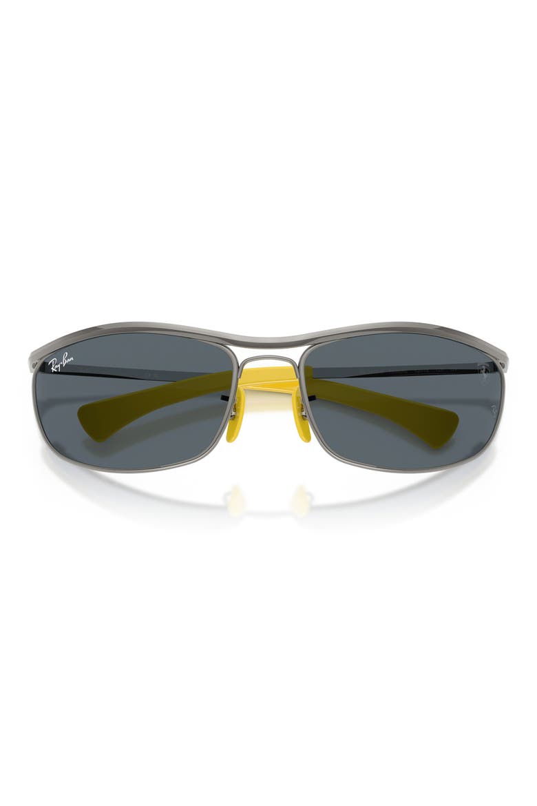 x Ferrari 62mm Oversize Oval Sunglasses, Alternate, color, GUNMETAL / BLUE