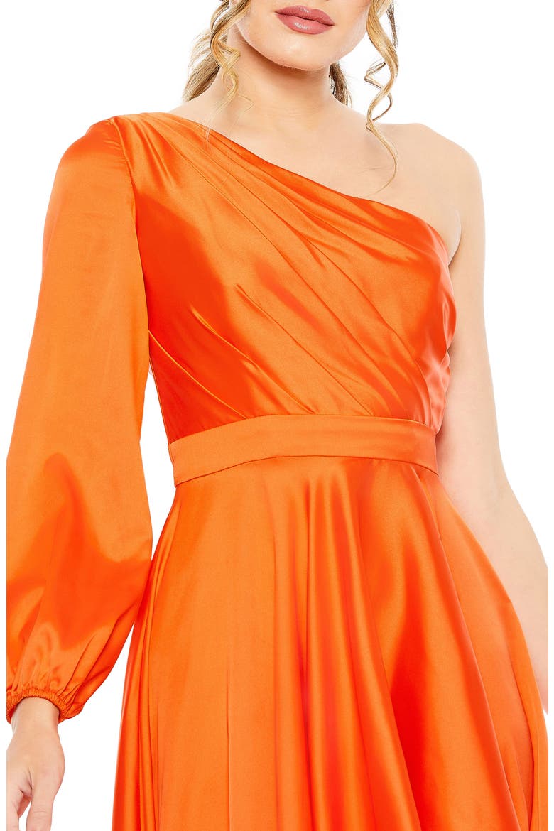 High Low One Shoulder Flowy Gown, Alternate, color, ORANGE