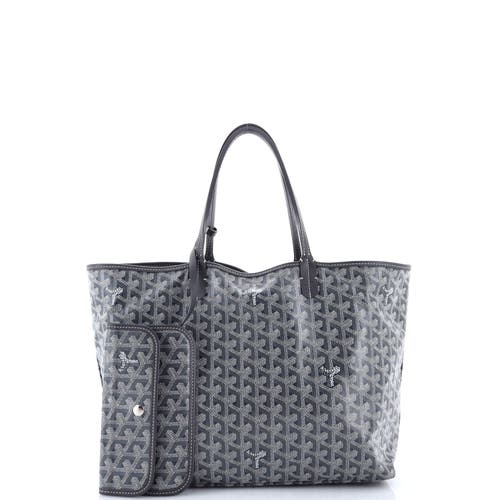 Pre-owned Goyard  Goyard Saint Louis Tote Coated Canvas Pm In Gray