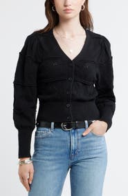 Treasure & Bond Pointelle Knit Button Front Cotton Cardigan