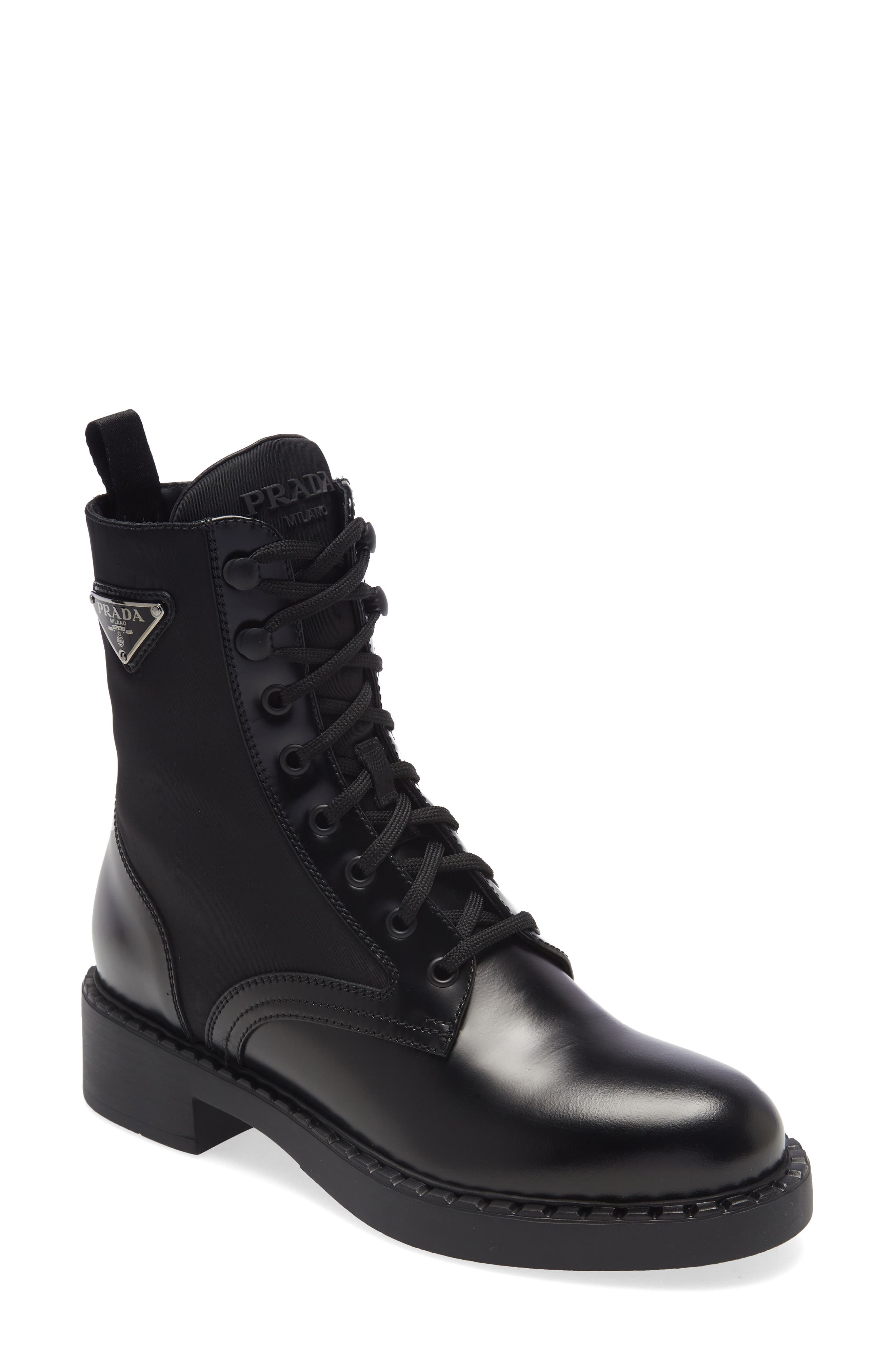 Prada Lug Sole Combat Boot, Main, color, 