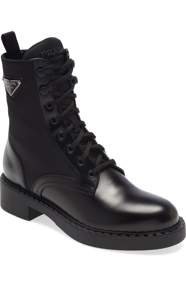 Prada Lug Sole Combat Boot, Main, color,