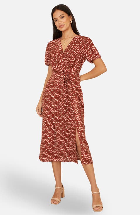 Spot Wrap Midi Dress
