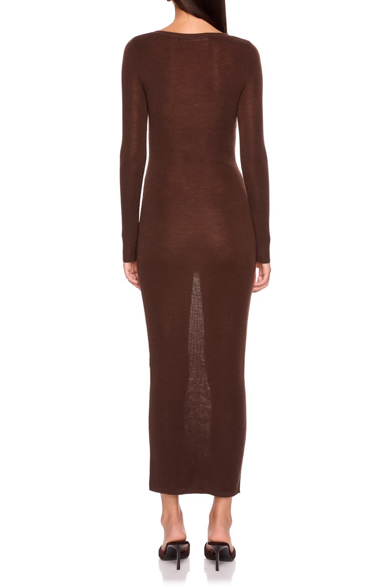 Merino Wool Henley Long Sleeved Dress, Alternate, color, JAVA