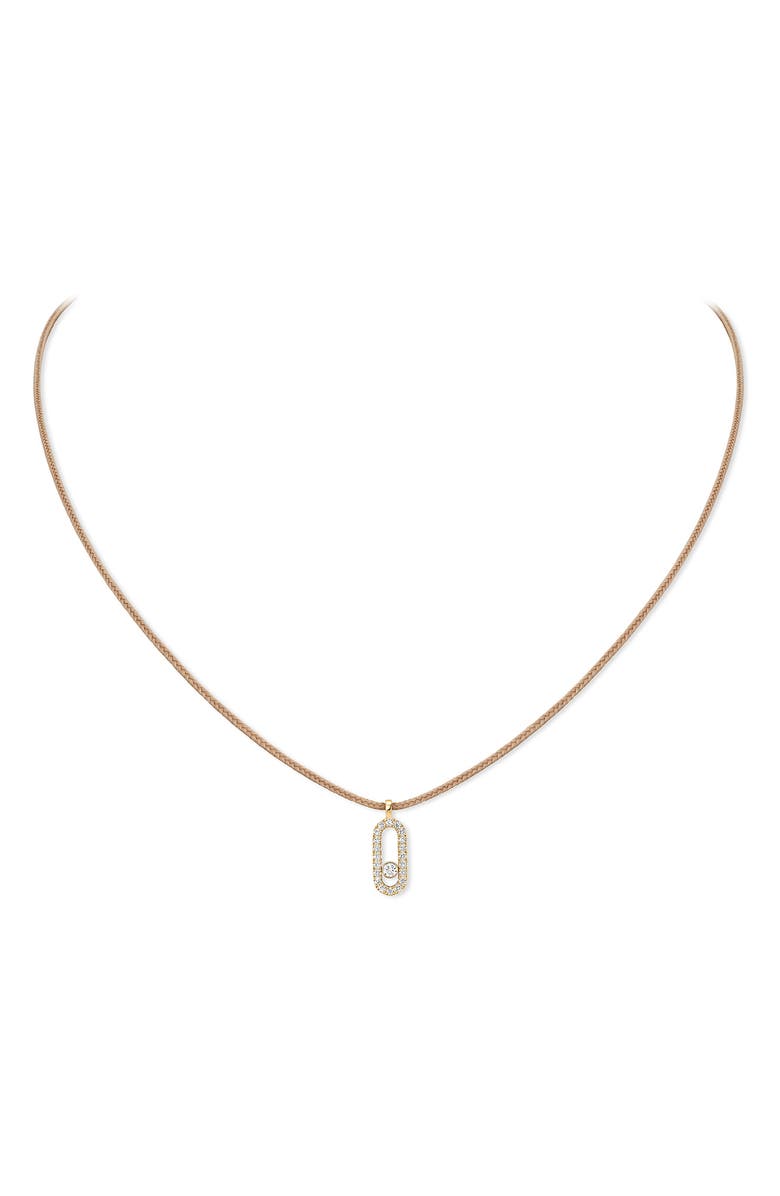 Messika Care Diamond Pavé Pendant Cord Necklace, Main, color, Yellow Gold