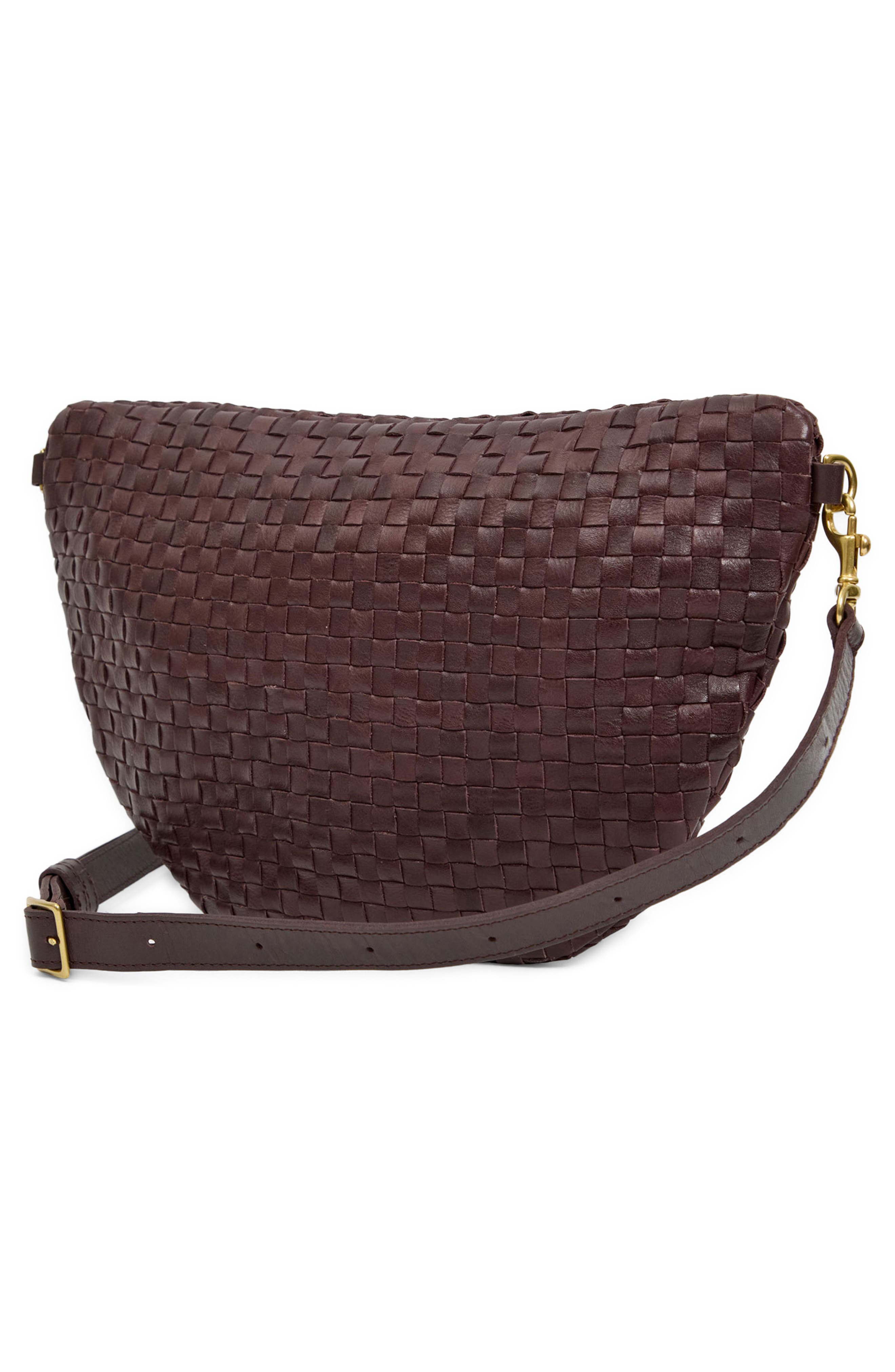 Clare V. Grande Woven Leather Belt Bag, Alternate, color, Tobacco