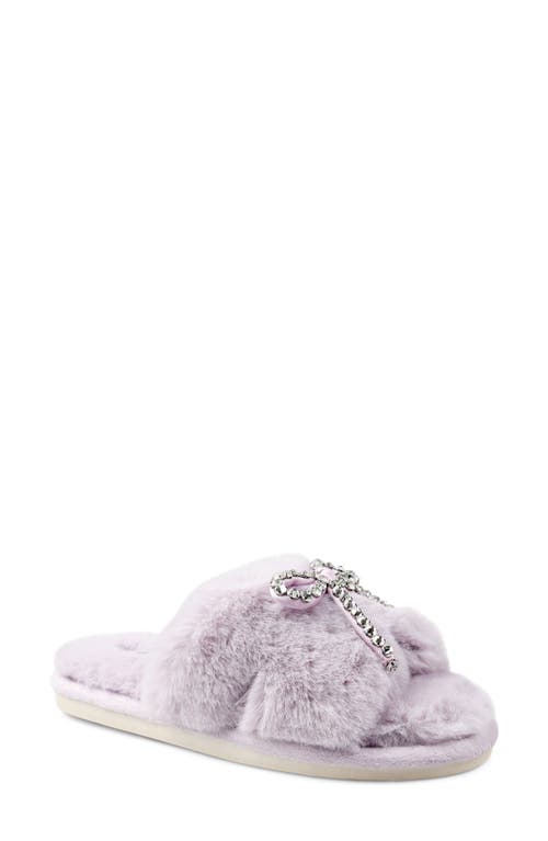 Candies Candie's Franney Bow Embellished Faux Fur Slipper In Purple
