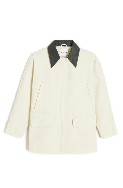 Apparis Clive Raw Denim Workwear Jacket In Antique White