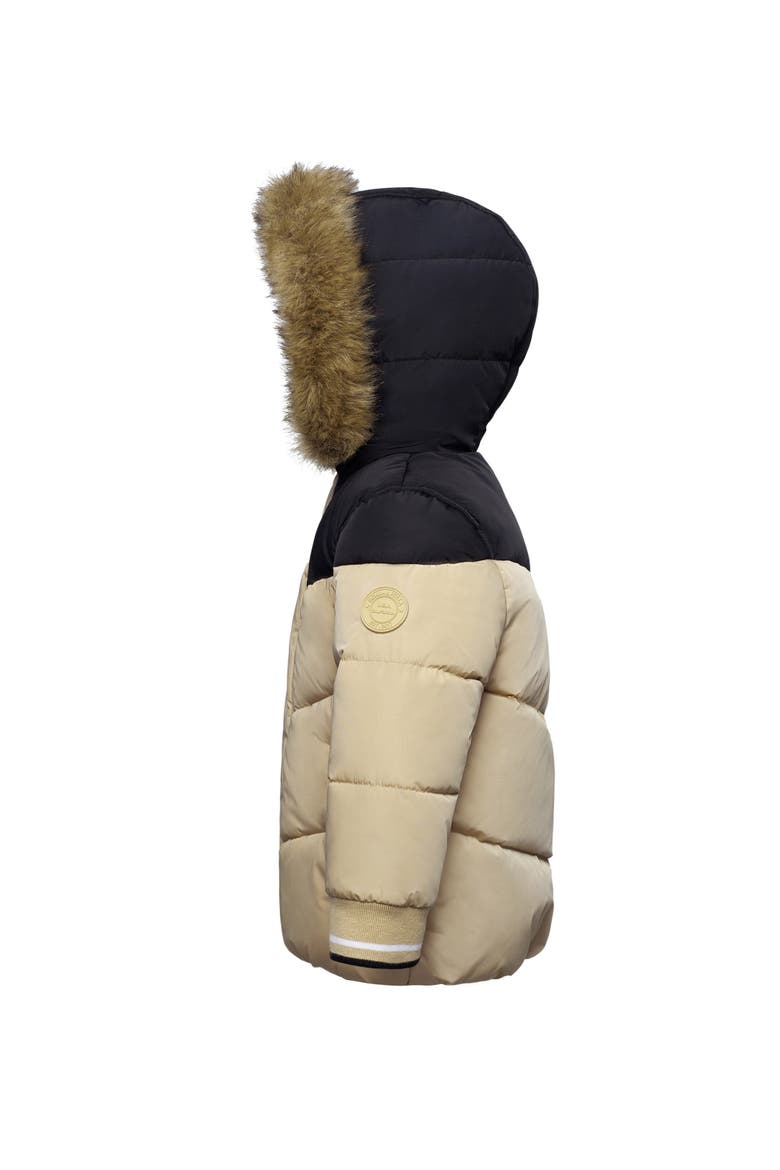 Fleece Lined  Puffer Coat with Removable Trim, Alternate, color, Khaki