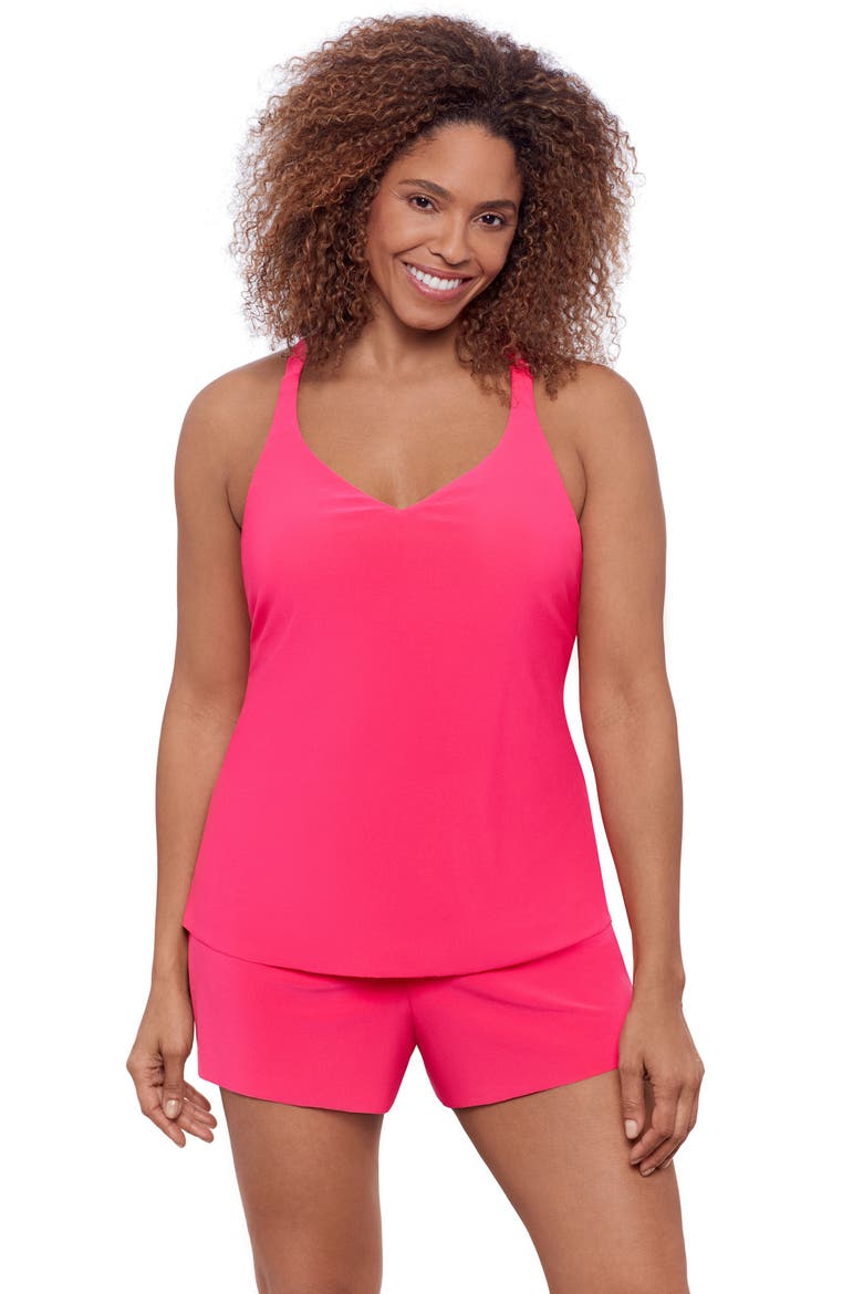 Supportive Y-Back Full Coverage Tankini Swimsuit Top, Main, color, Rose Quartz