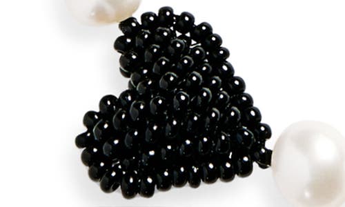 Pura Utz White Multi Black Heart Necklace In Pearl/black