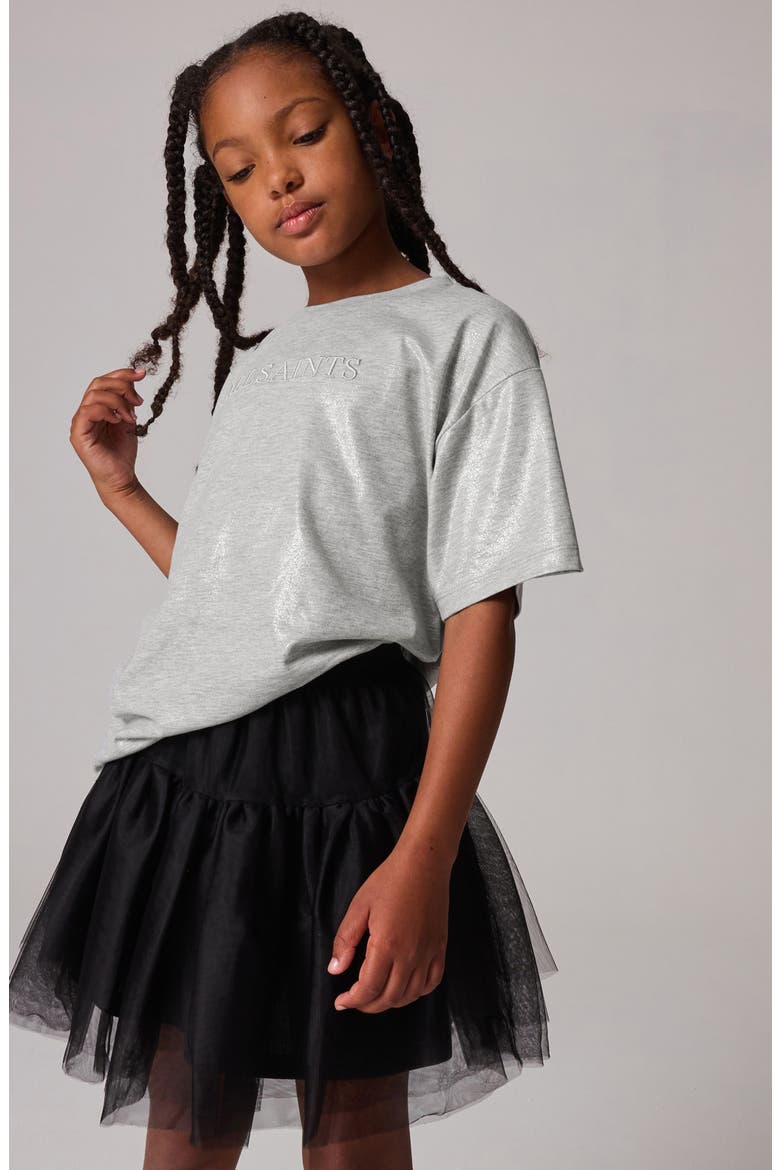 Kids' Metallic Logo Cotton Graphic T-Shirt, Alternate, color, SILVER