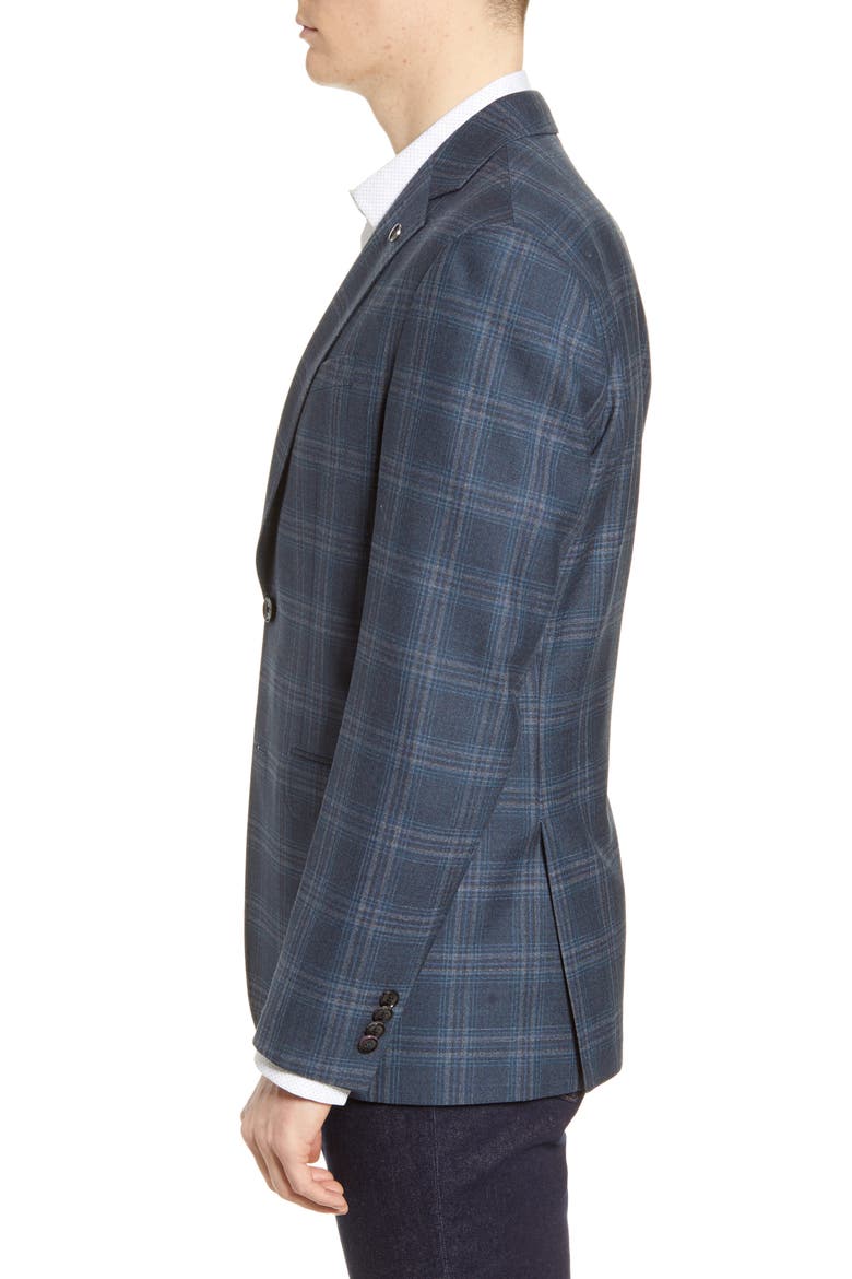 Konan Plaid Trim Fit Sport Coat, Alternate, color, TEAL